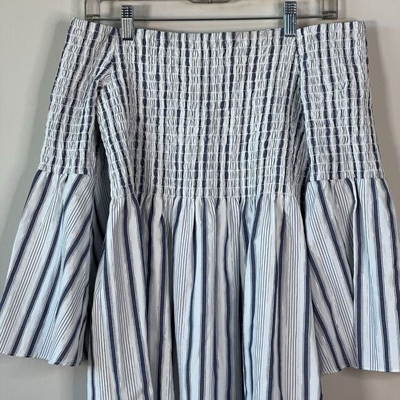 Sam Edelman Striped Off Y2K The Shoulder Bell Sleeve Dress Women's Size 4 - Picture 4 of 7